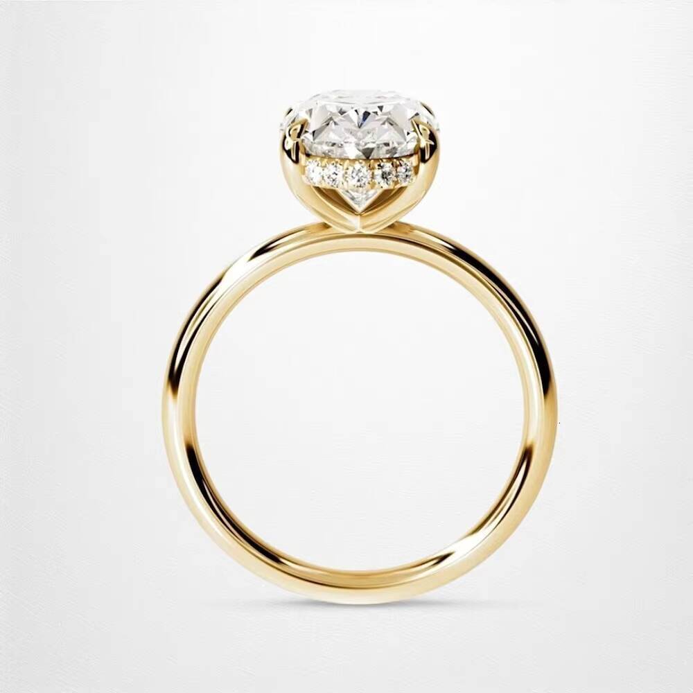 Classic Oval Cut 45CT Prog Setting Engagement Moissanite Ring Jewelry S925 Sterling Silver Moissanite Ring