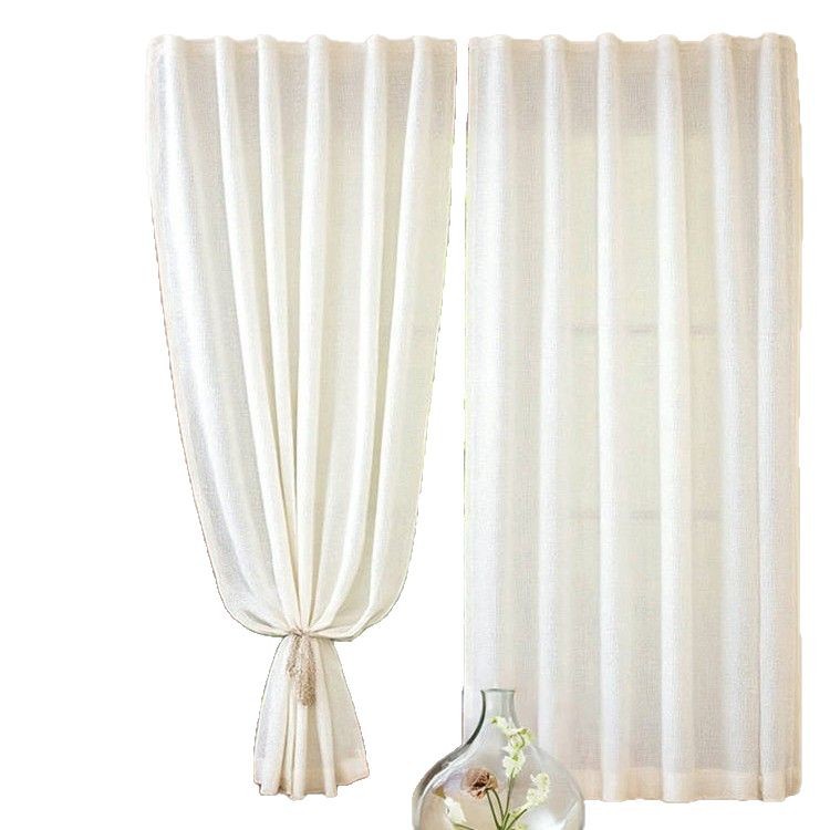 A812 curtain gauze curtain bedroom white gauze window gauze light-transmitting cross linen gauze special price white living room bay window balcony si