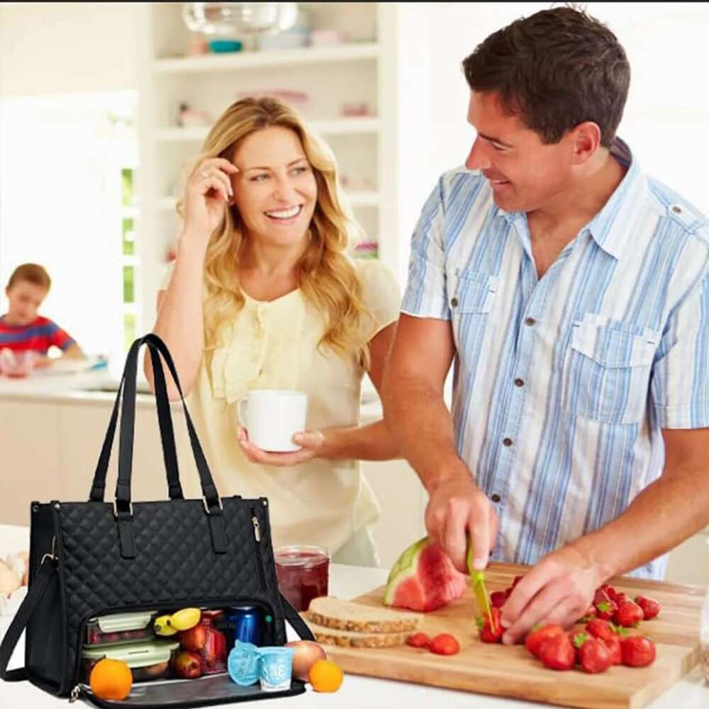 2 In 1 Women,15.6 Inch Tote With Compartment For Work,School Backpack Lunch Bag Purse Combo