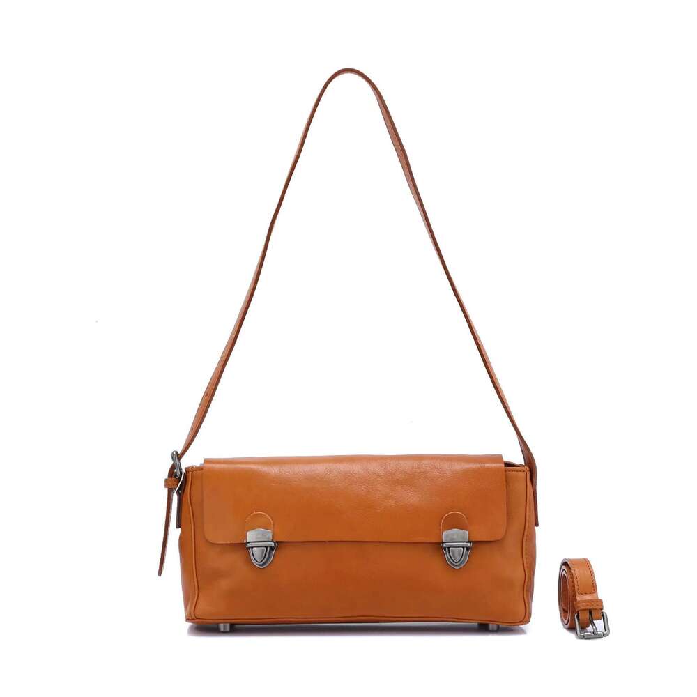 Vegetable Tanned Leather Shoulder High Sense Commuter Mobile Ladies Niche Baguette Armpit Bag Designer's bag