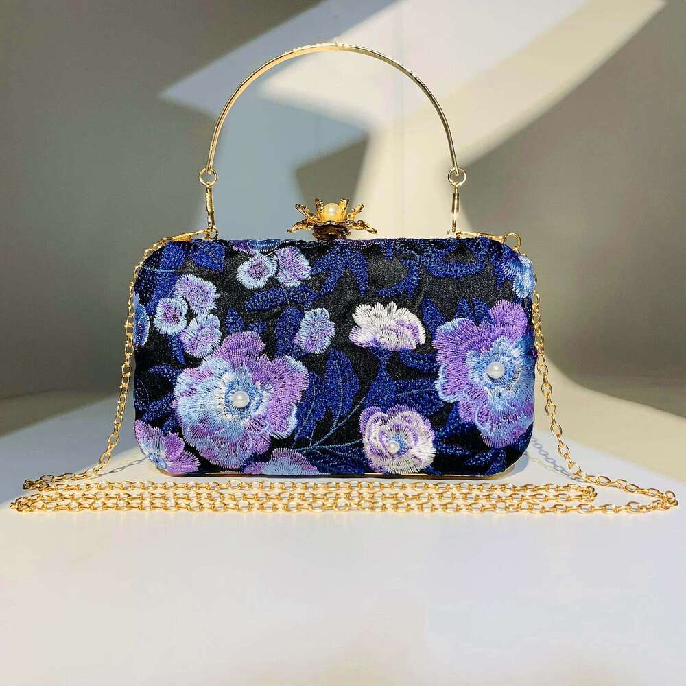 New Hengmei Handbag Embroidered Handmade Beaded Pearl Banquet Evening Dress Women's Bag