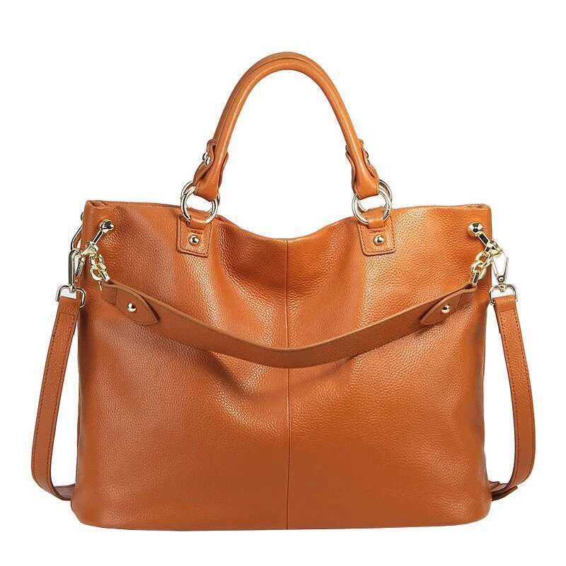 Zency Genuine Leather Brown Hobo Handbag Women Casual Tote Large Capacity Elegant Crossbody Messenger Purse Straps Bag Bag