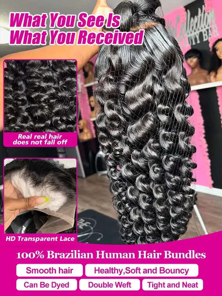 Loose 13X6 Front Human Hair 30 40 Inches Brazilian Water Deep Wave 13X4 HD Lace Frontal Wig Curly Wigs For Women