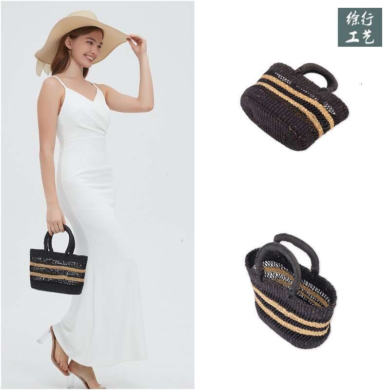 Ins Style Resort Beach Bag Straw Woven Handmade Water Bucket Vegetable Basket Women S Bag Rattan Vacation Beach Handbag KQ