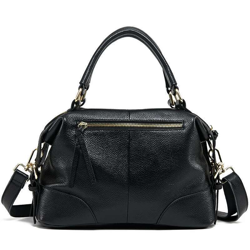 Aidrani New Women's Retro Handbag, Large Capacity Boston Bag, Made Of Cowhide Material, Black