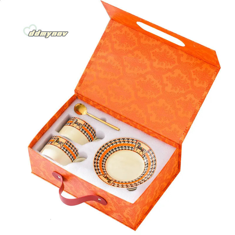 European Style Bone China Coffee Cup and Saucer Set - Elegant Afternoon Tea Gift Box ddmynov
