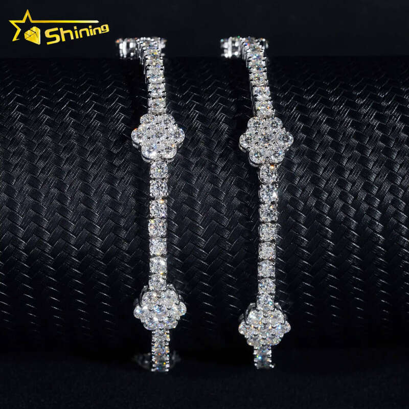 VVS3mm Sterling Sier Flower Ball Chain Silicon Stone Tennis Bracelet aaa aaa