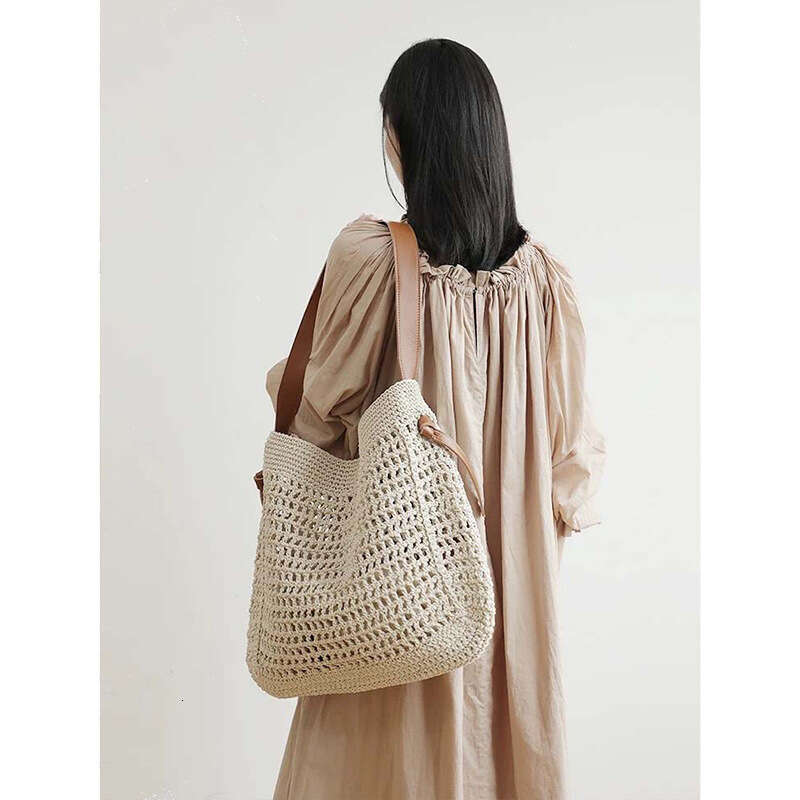 Ins Style Resort Beach Bag Four Yuan Capacity Rope Woven Hollow Tote Beach Vacation Large Bag Single Shoulder Crossbody Bag KQ
