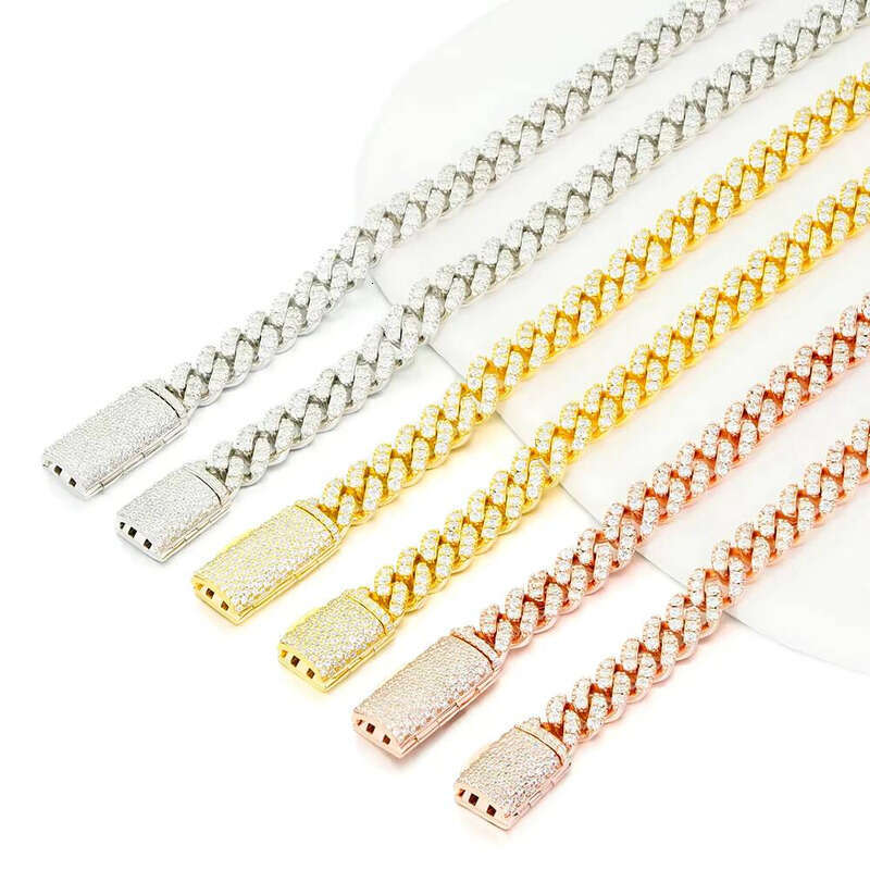 Sier Cuban Slim Chain 6mm Width Vvs Diatoeous Earth Bracelet Gift aaa aaa