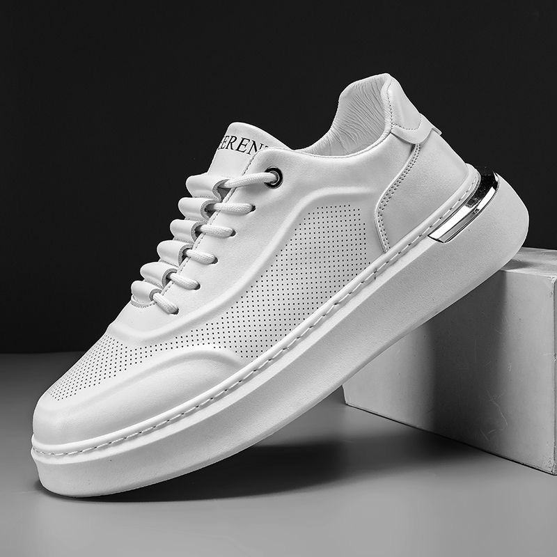 Men's shoes new style, breathable versatile simple white shoes for men thick - soled height - increasing, sports and casual lightweight skate shoes