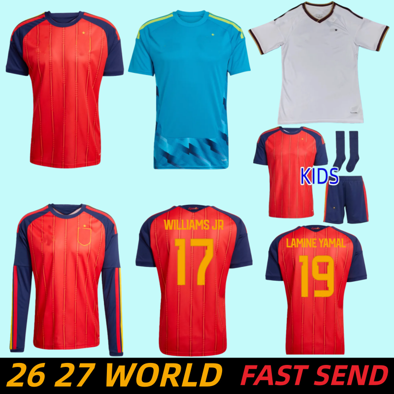 25 26 27 Spain soccer jersey LAMINE YAMAL PEDRI 2026 2027 Gavi Rodrigo WILLIAMS National Football Shirt Men Kids