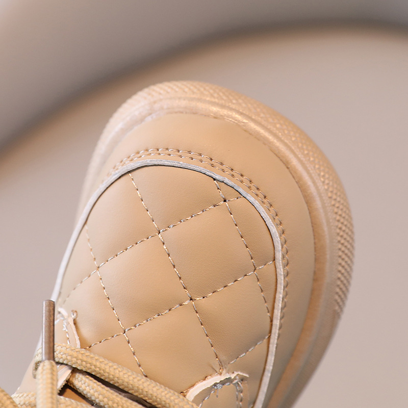 Free Shipping Designer Kids Boots 2025 Fall Winter New Plaid Pattern Side Zipper Boys Girls Ankle Boots Warm Thermal Lined Shoes