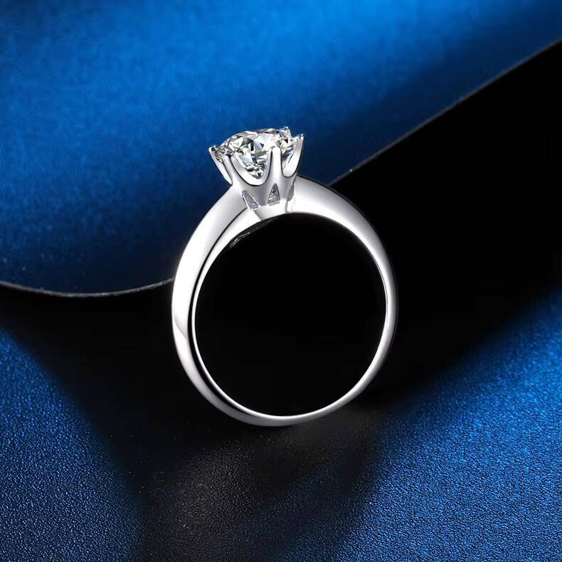 Classic 50Cent 1/2CT Womens Engagement Wedding Ring S925 Sterling Silver with Moissanite Diamond Ring with GRA Certificate