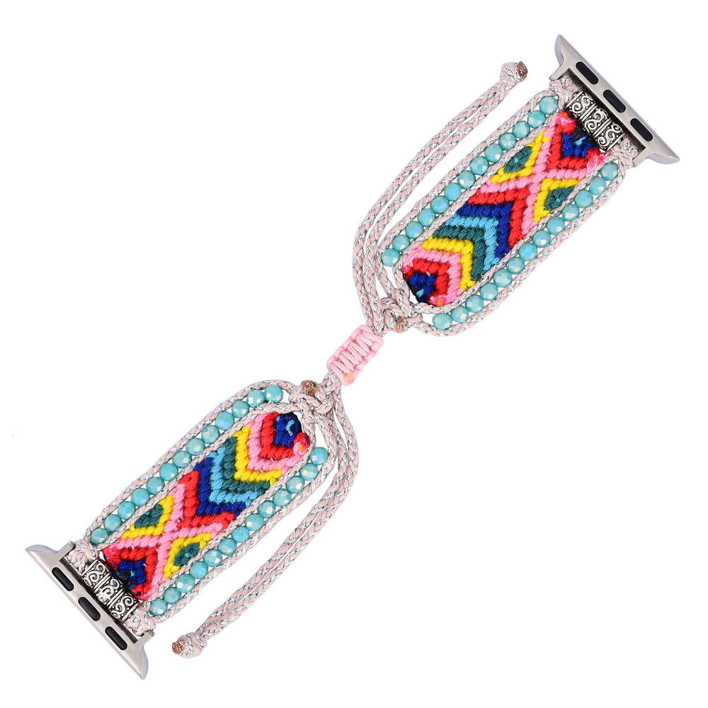 2024 New Accessories Ocean Blue Nylon Ribbon Crystal Handmade Weaving Apple/Samsung/Phoebe Strap