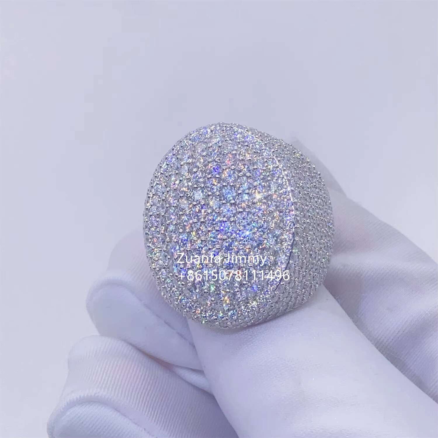 Pass Diamond Tester Iced Out VVS1 Moissanite Rapper Jewelry Cool Pinky Man Rings Hip Hop Men White Gold Plated Diamond Ring