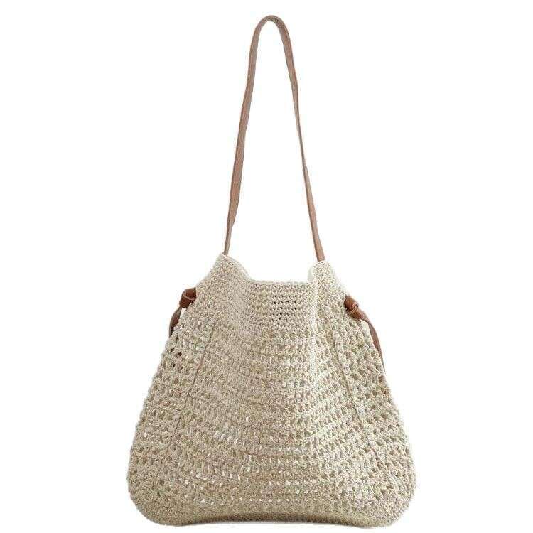 Ins Style Resort Beach Bag Four Yuan Capacity Rope Woven Hollow Tote Beach Vacation Large Bag Single Shoulder Crossbody Bag KQ