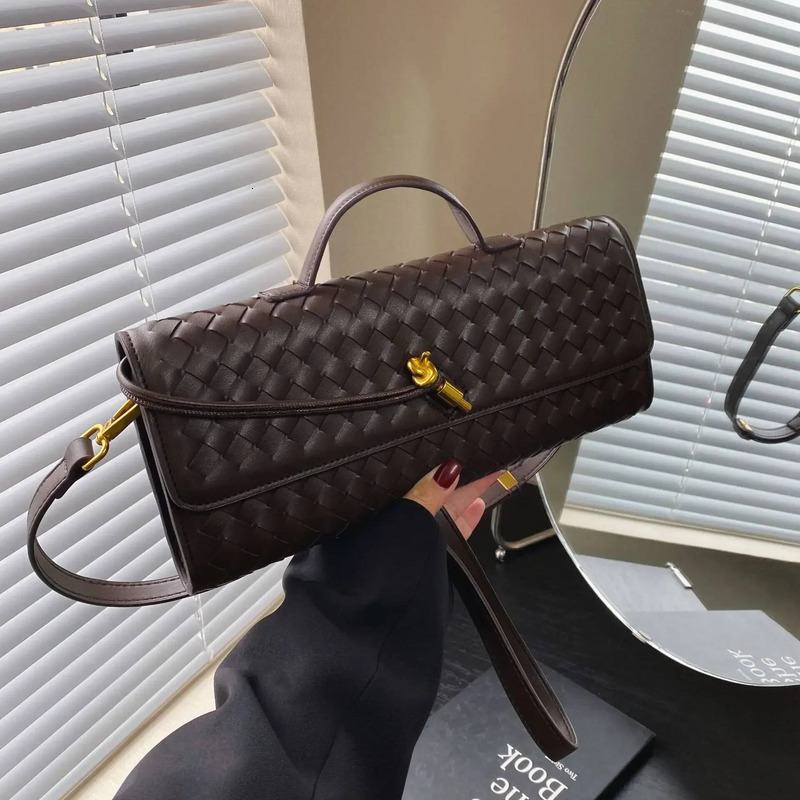 2025 Spring Summer New Arrival: Hand Woven Soft Leather Bag - Stylish Baguette & Organ Design, Ideal Horizontal Messenger
