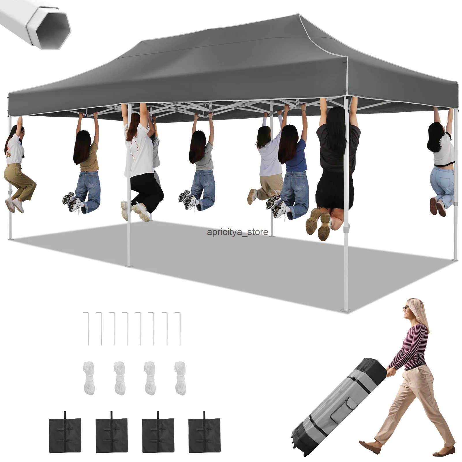 10x20 heavy-duty pop-up canopy tent used for party events weddings commercial instant canopy with roller bag waterproof party tent Q250423