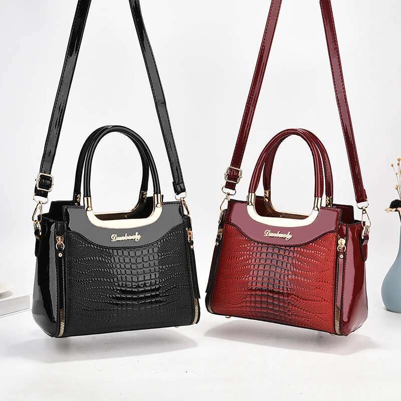Chic Crocodile Pattern Faux Leather Crossbody Bag With Adjustable Strap Elegant Women S Shoulder Purse For Daily Use Bag