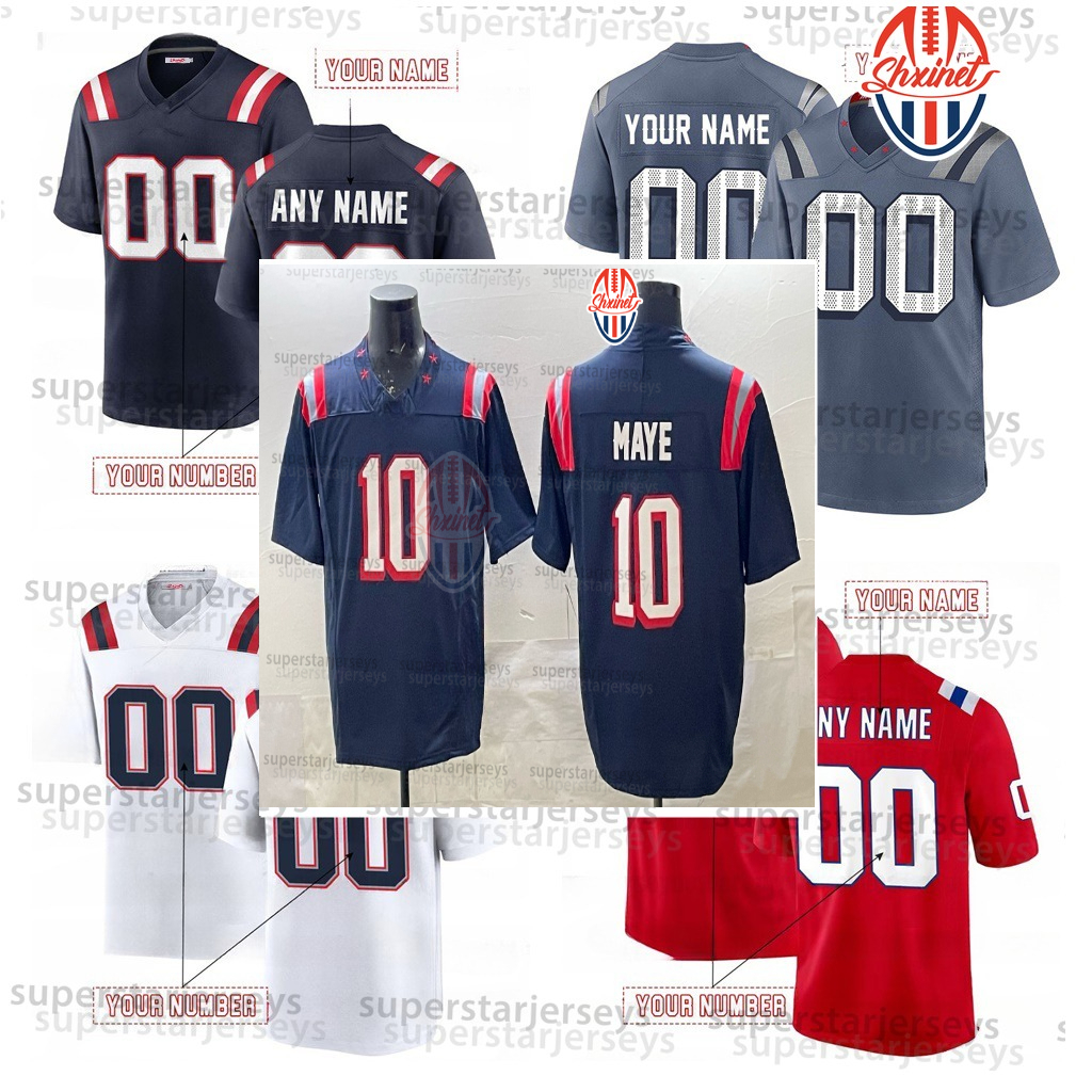Custom Football Jersey Drake Maye Stefon Diggs Christian Gonzalez 12 Brady Mike Vrabel New Arrivals Competive Quality