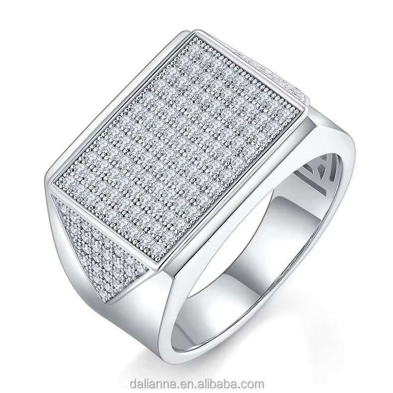 Luxury Rings for Men Silver 925 Sterling Trendy Engagement Diamond Ring D Color Vvs1 Gold Plated Moissanite Men Jewelry RING