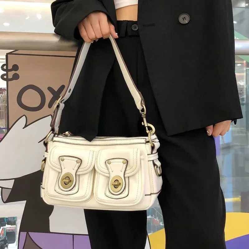 Jiaerdi Vintage Moto Biker Black Shoulder Bags Wen High Street Leather Chic Pocket Underarm Bag Ladies Y2k Handbag Purse Y250705