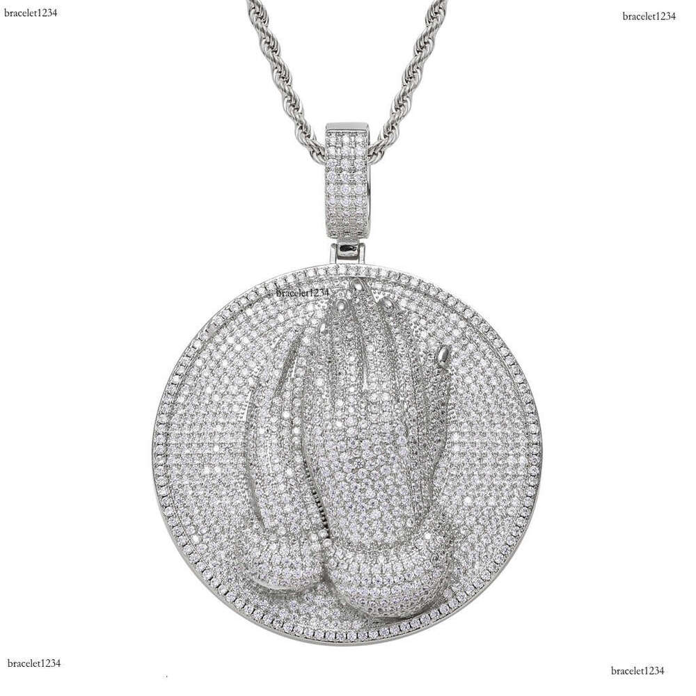Luxury designer new Prayer Pendant Hip Hop Men Women Ice out VVS Moissanite necklace collarbone Chain with free shipping