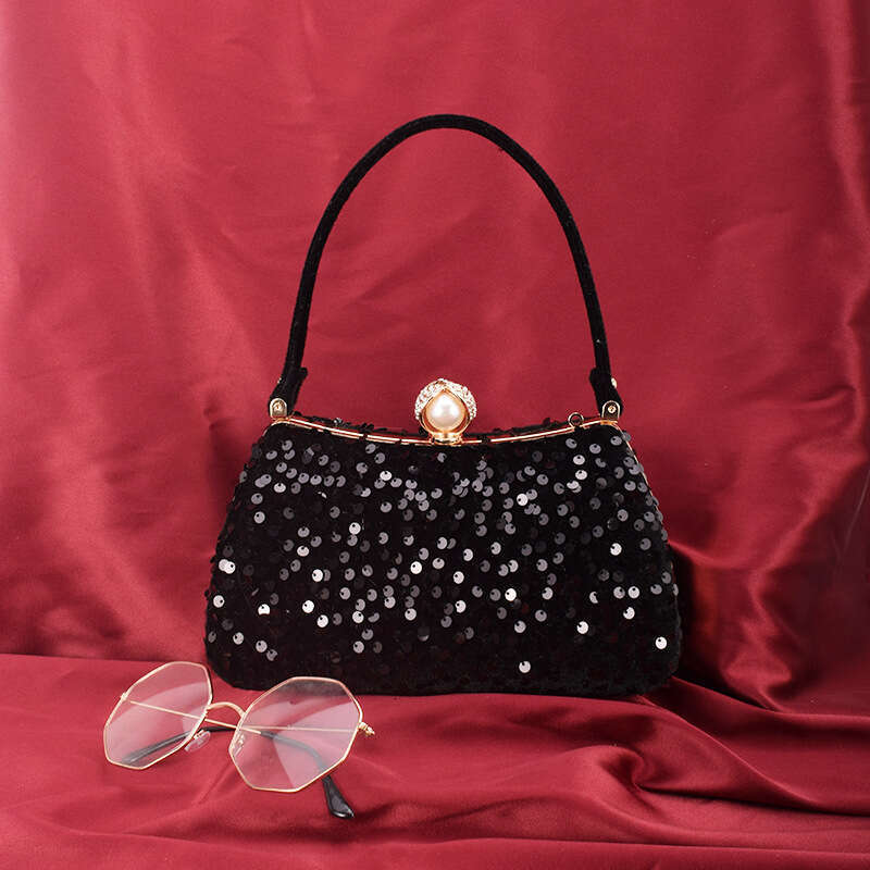 New Sequin Dinner Women's Handheld Diamond Set Dress Solid Color Shoulder Bag