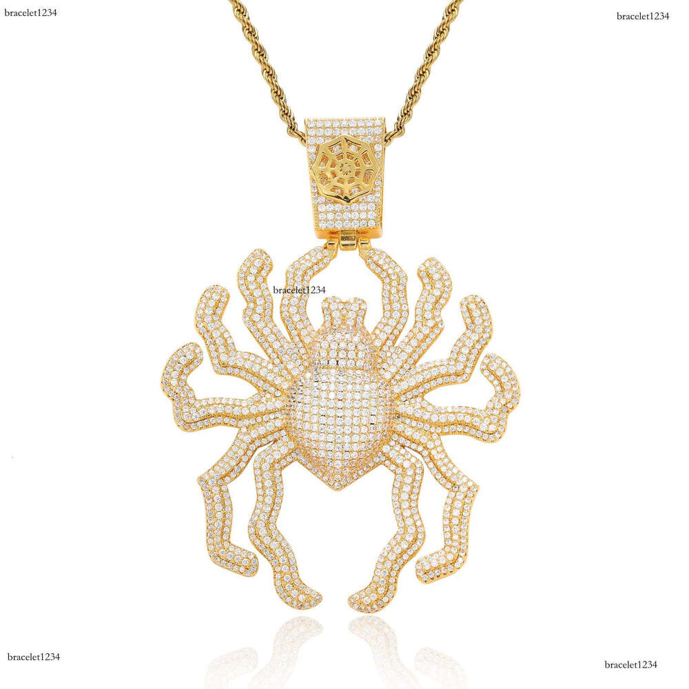 Luxury designer Spider Pendant Ice out VVS Moissanite Men Women's Hip Hop Necklace with free shipping