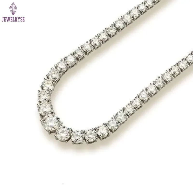 AAA Gems White Gold Vermeil Graduated Size 3.5mm VVS Moissanite Dia Tennis Chain Necklace for Women