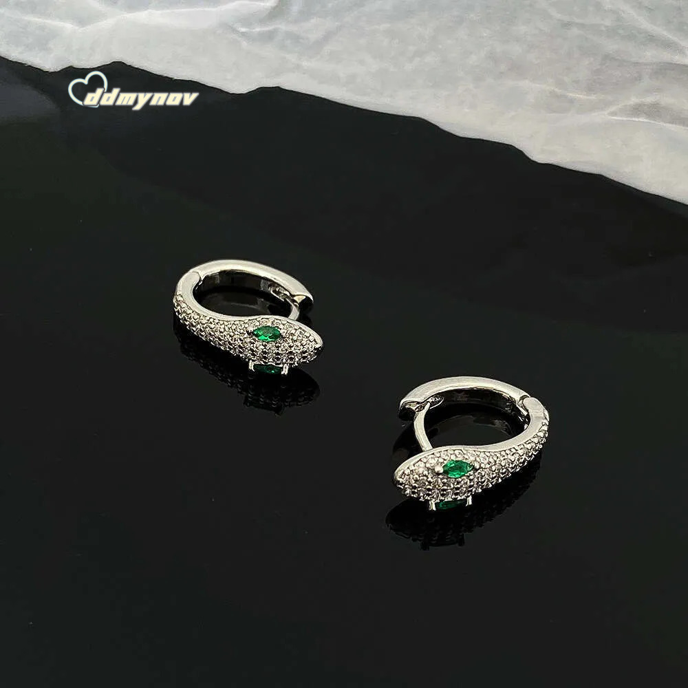 Zircon Snake-Shaped Hoop Earrings Men, Stainless Steel, Hypoallergenic, High-End Accessories for Women, Versatile and Unique Jewelry ddmynov