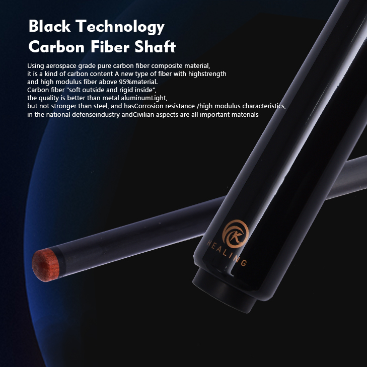 OKHEALING Pool Cue Stick Carbon Fiber Billiard Pool Sticks for Adults with Low Deflection Shaft (58inchg,12.9mm Tip, Uni-loc Joint Pin) Professional B
