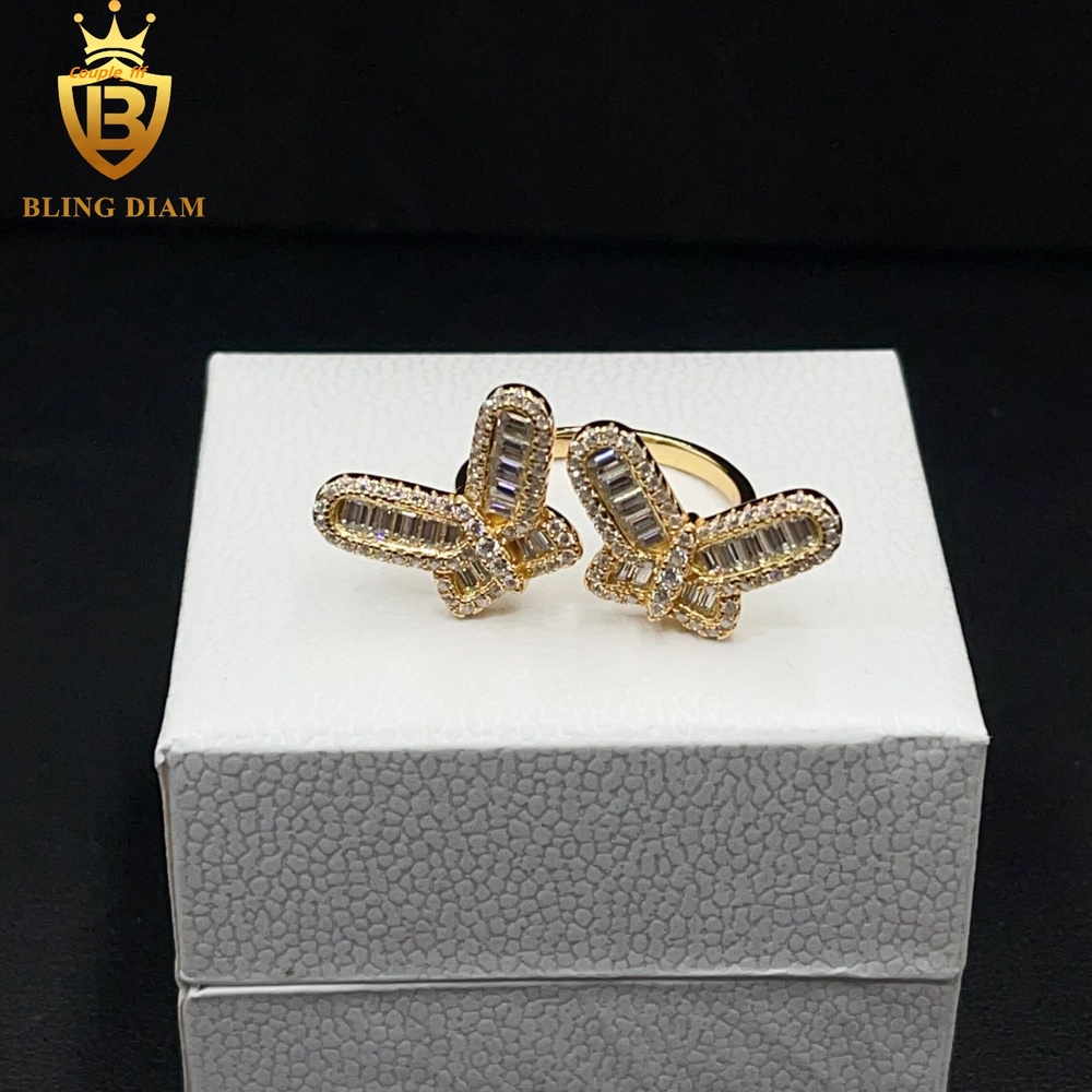 Popular Fashion Elegant Style Jewelry 925 Sterling Silver VVS Moissanite Diamond Butterfly Rings