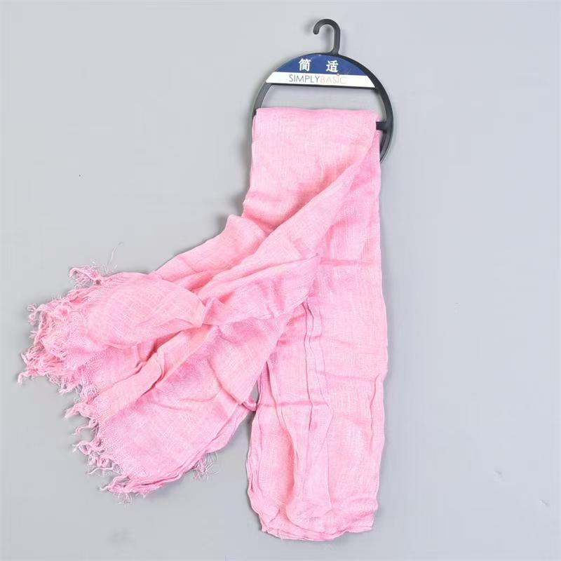 T537 boutique tassel cotton yarn sense ladies scarf spring and summer pure color all-match retro temperament thin shawl