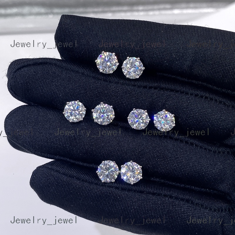 VVS Diamond Earring Factory Cheap Price Solid Gold Plated 925 Sliver Round Brilliant Cut Moissanite Hoop Stud Earrings Men Women
