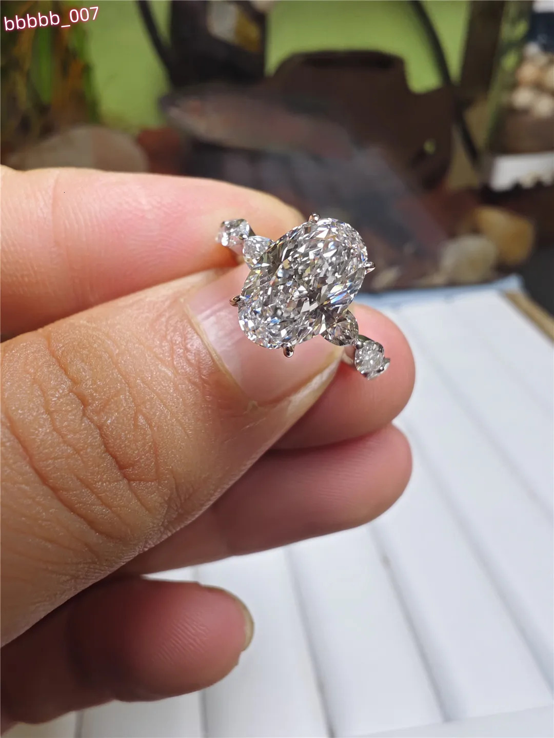 18K gold Diamond Ring Oval 3CT IGI Lab Growing Diamond with Horse Eye diamond wedding ring Factory custom Valentines Day gift