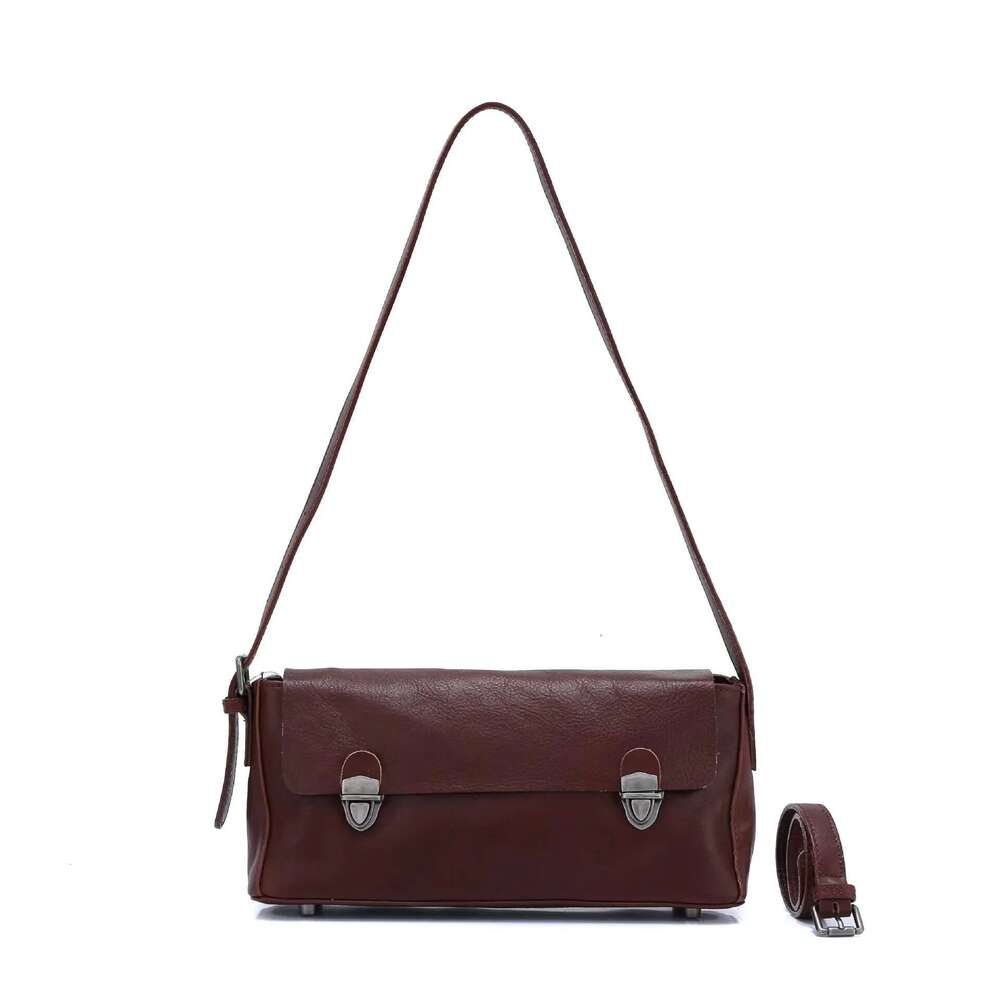 Vegetable Tanned Leather Shoulder High Sense Commuter Mobile Ladies Niche Baguette Armpit Bag Designer's bag