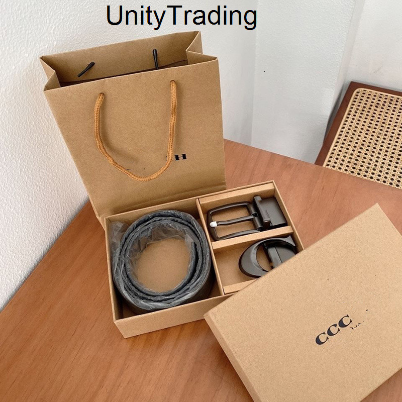 double buckle belt combination pu needle business middle aged men artsy vintage coacher coachly belt QJZI