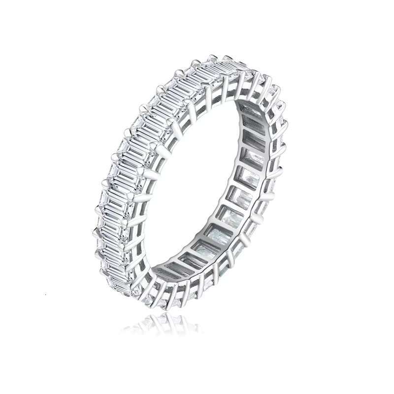 18K White Gold Lab Grown Diamond Eternity Band Ring Fine Jewelry Wedding Rings with CVD HPHT Diamond for Engagement