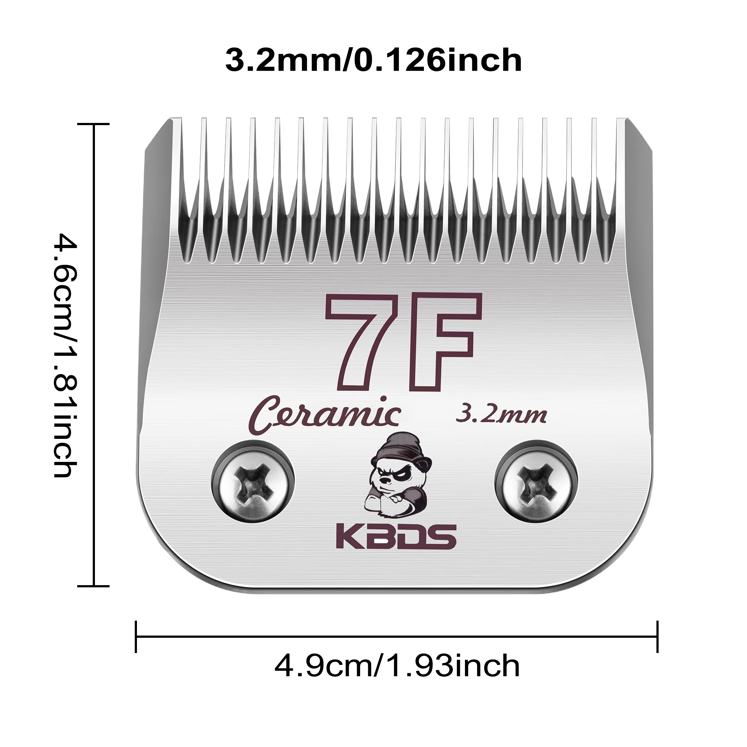 KBDS 7F Ceramic Detachable A5 Pet Dog Grooming Clipper Blades (1/8"-3.2mm) Compatible with Most Andis,Oster A5 Wahl KM Series Clippers(Customizab