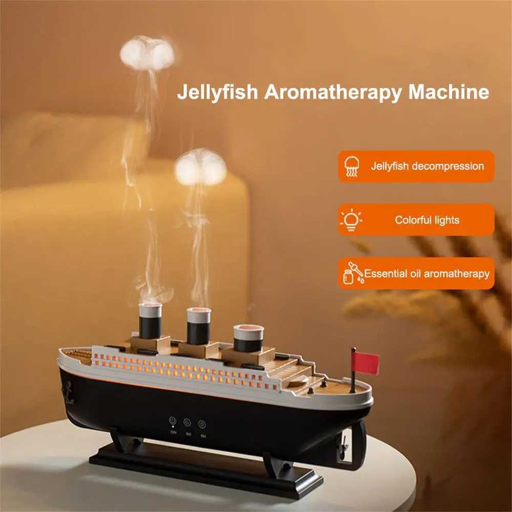 2025 Titanic model air humidifier 250ml essential oil diffuser Jellyfish smoke ring spray Ara diffuser Y250422