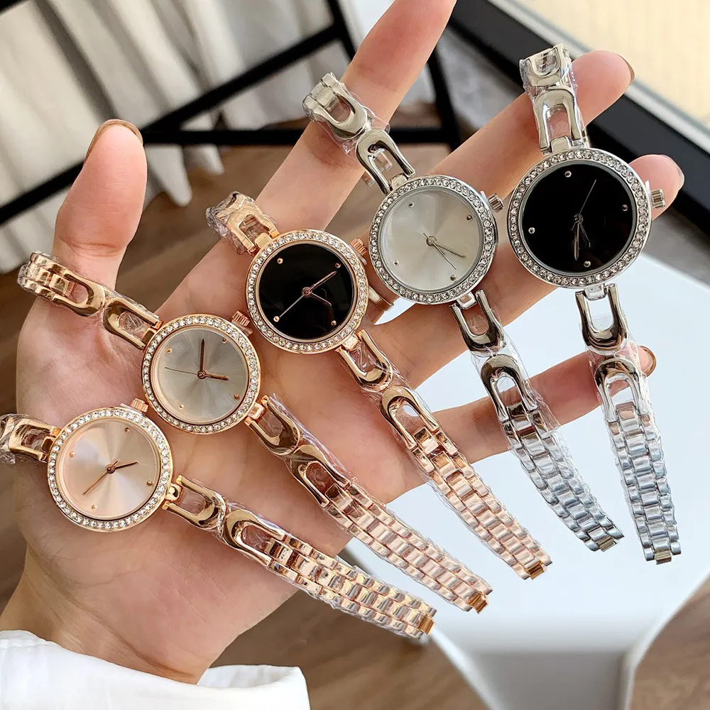2025 Fashion Brand Wrist Watches Women Ladies Girl Crystal Horse Carriage Style Luxury Metal Steel Band Quartz Clock COA 15