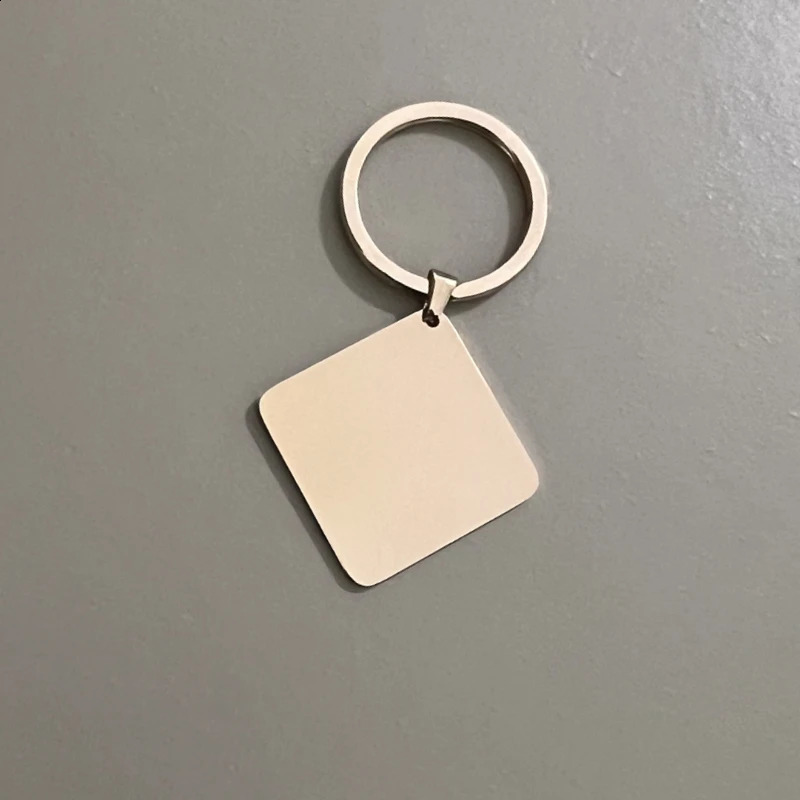 10 mirror polished 304 stainless steel blank square circular keychains with rings pet ID cards tags accessories 250418