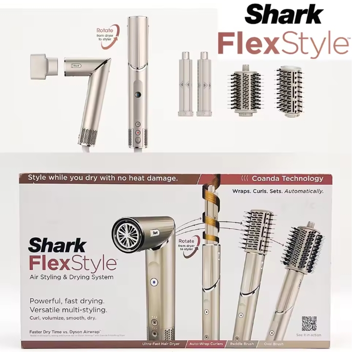 Shark HD430 FlexStyle Negative Ion Hair Dryer&Air Styler Wrap,5-in-1 Airwrap Brush & Multi-Styler With Auto-Wrap Hair Curlers