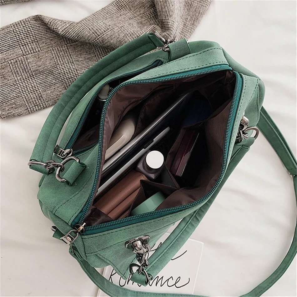Matte Ladies Scrub Women's Shoulder Crossbody Large Capacity PU Leather Casual Tote Travel Handbag Boston Female Bag