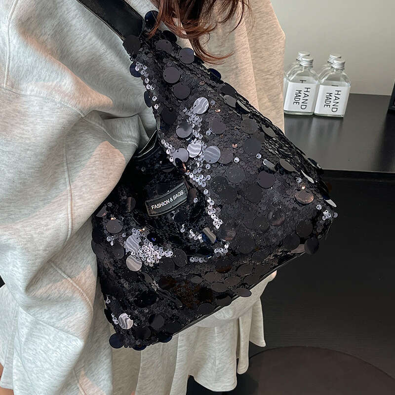 This Year's Popular Niche Design Large Sequin Tote 2024 Fashionable And Casual New Style Single Shoulder Underarm Bag For Women