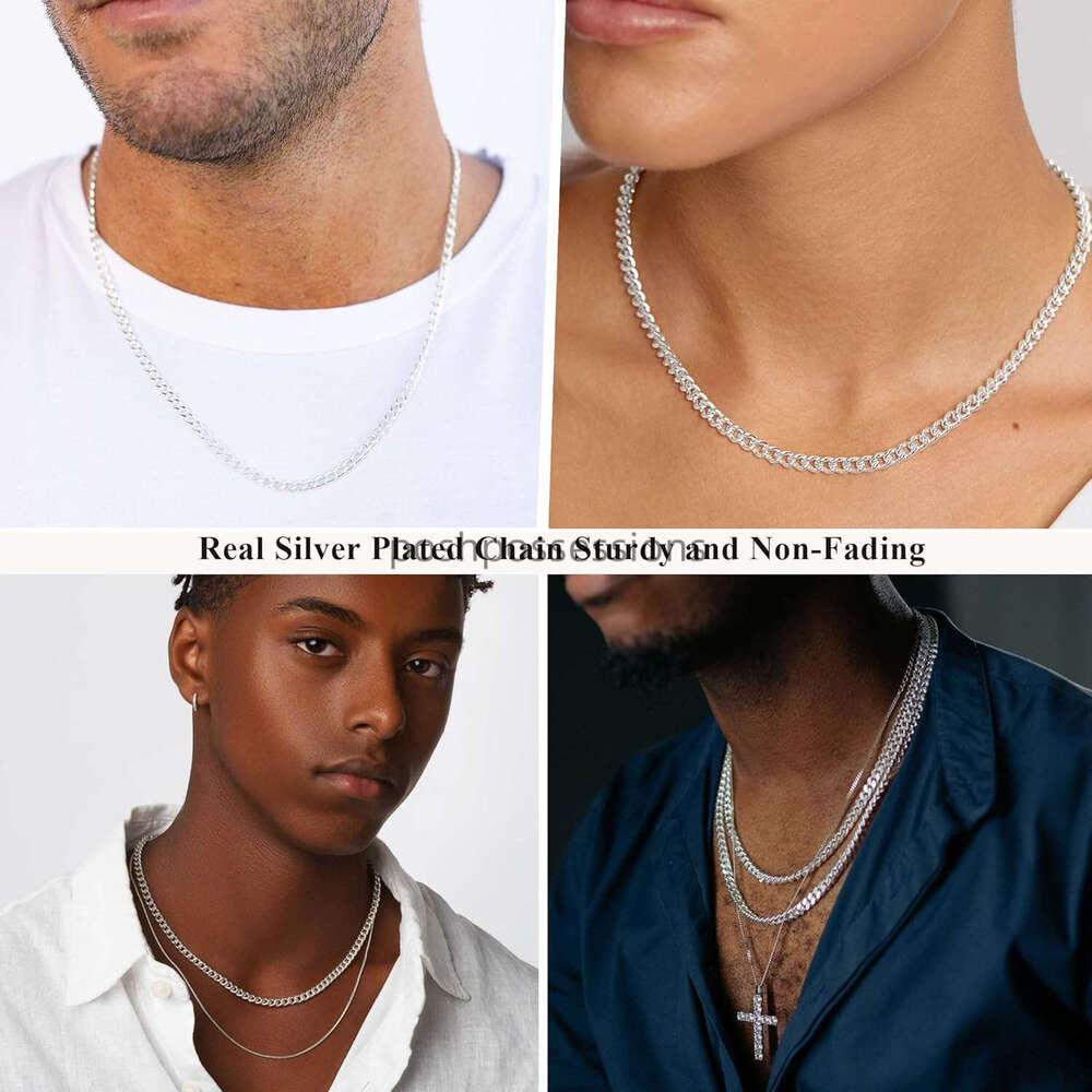 3/5Mm 14K Genuine Gold/Sier Plated Chain Men Boys, Stainless Steel Cuban Chain, Sturdy And Non Fading Necklace, Jewelry Gift For Him, 16/18/20/22/24 I