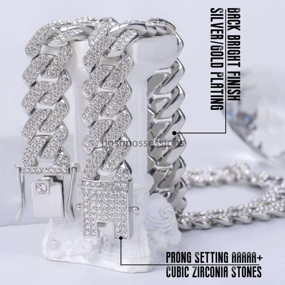 Mens Sier/Gold 8''16''18''20''22''24'' Necklace Iced Out Thick Chain Women Bling Dia Cut C