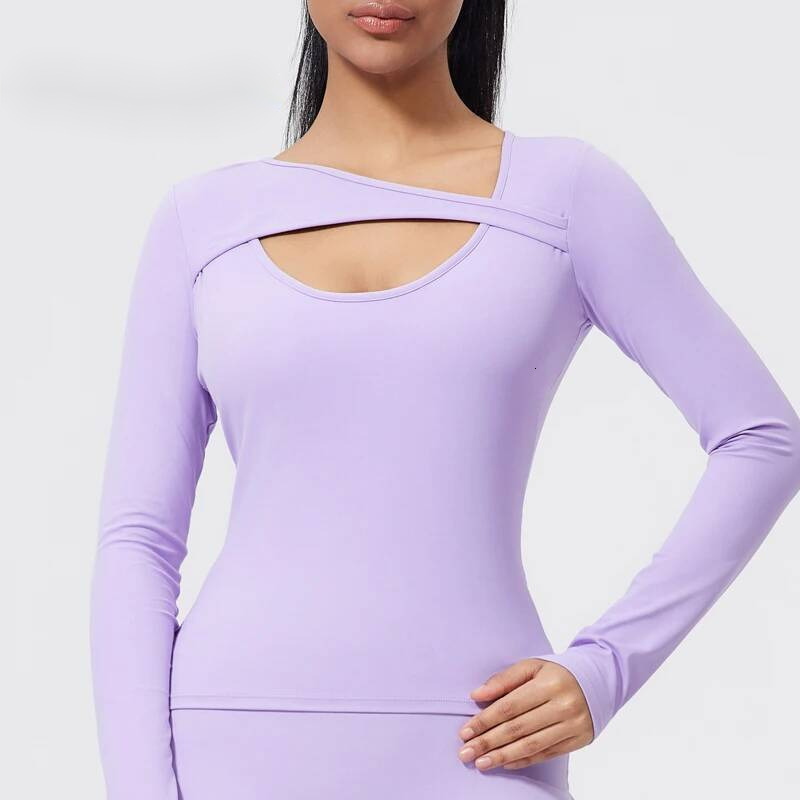 QINACTIVE Yoga Long Sleeved Detachable Chest Cushion Sports Top Women's Waist Cinching Tight Fitting Yoga Shirt