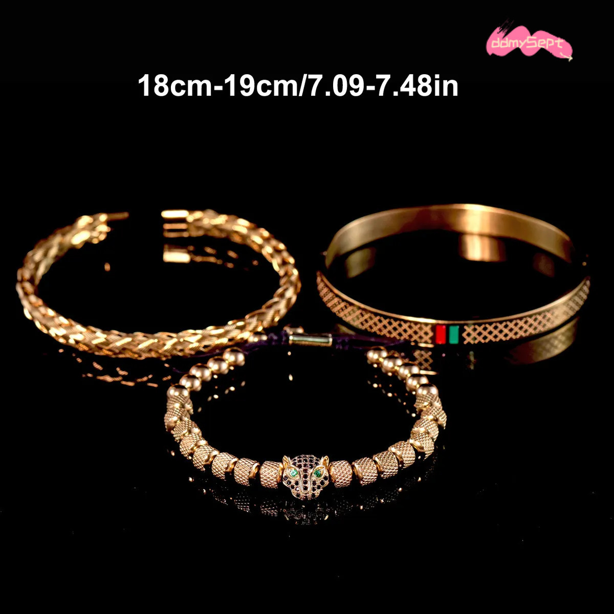 Luxury Brand Designer Jewelry European And American Hot-Selling Stainless Steel Roman Leopard Head Crown Bracelet Set Braided Punk Style Bracel ddmyse